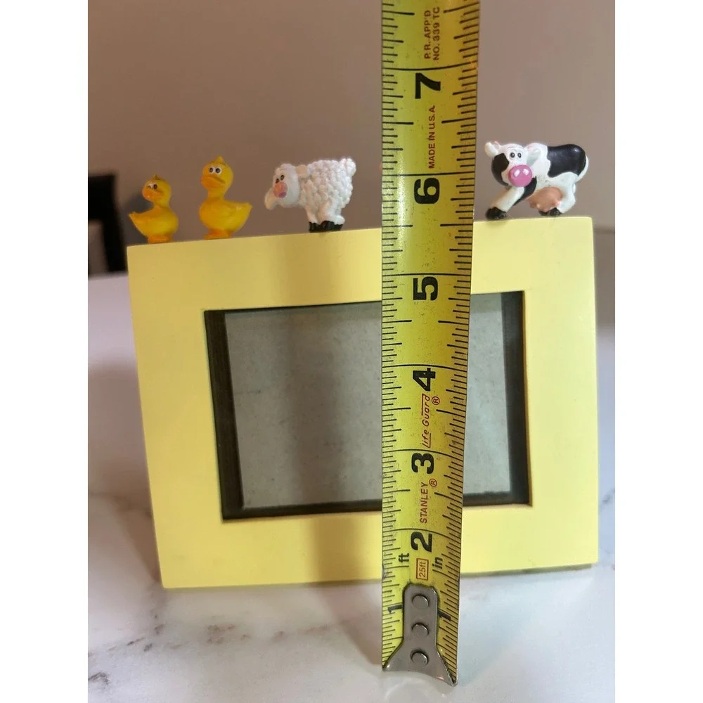 Yellow Farm Animal Picture Frame Nursery Decor Cow Pig Sheep Duck 5x7